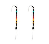 Dtja Bohemian Bead Ear Wrap Crawler Hook Stud Earrings for Women Silver Plated Ball Beaded Long Piercing Ear Cuffs Boho Statement Earrings Vintage Indian Bollywood Wedding Birthday Jewelry