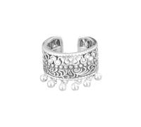 Dtja Boho Ball Tassel Statement Adjustable Ring for Women Bohemian Indian Expandable Filigree Wide Wrap Finger Rings Vintage Tribal Wedding Promise Engagement Party Accessories Jewelry, Adjustable