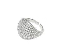 Dtja Chunky Mesh Statement Open Wrap Ring for Women Silver Plated Fashion Adjustable Expandable Hollow Filigree Finger Rings Comfort Fit Bohemian Unique Cocktail Party Jewelry Gift