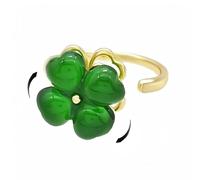 Dtja Clover Leaf Rotating Statement Ring for Women Gold-Toned Adjustable Love Heart Shape Shamrock Flower Open Wrap Anxiety Rings Comfort Fit Lucky St.Patrick's Day Holiday Wedding Jewelry, Adjustable
