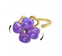 Dtja Clover Leaf Rotating Statement Ring for Women Gold-Toned Adjustable Love Heart Shape Shamrock Flower Open Wrap Anxiety Rings Comfort Fit Lucky St.Patrick's Day Holiday Wedding Jewelry, Adjustable