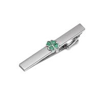 Dtja Clover Leaf Tie Clip Tie Bar for Men Gold/Silver Tone Fashion Shamrock Flower Necktie Suit Shirt Tuxeto Formal Wear Brooch Luck Dress Accessories Birthday Wedding St.Patrick's Day Party Jewelry