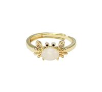Dtja Crystal Crab Statement Ring for Women Gold Plated Expandable Cute Marine Animal Adjustable Open Wrap Finger Ring Elegant Birthday Holiday Party Jewelry, Metal, No Gemstone