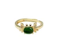 Dtja Crystal Crab Statement Ring for Women Gold Plated Expandable Cute Marine Animal Adjustable Open Wrap Finger Ring Elegant Birthday Holiday Party Jewelry, Metal, No Gemstone