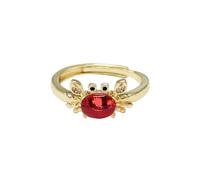 Dtja Crystal Crab Statement Ring for Women Gold Plated Expandable Cute Marine Animal Adjustable Open Wrap Finger Ring Elegant Birthday Holiday Party Jewelry, Metal, No Gemstone