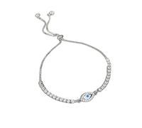 Dtja Crystal Evil Eye Tennis Bracelet for Women Boho Blue Devil Eyes Adjustable Bracelets Slider Adjustable Box Chain Bracelets Birthday Party Holiday Jewelry 9 inch, 9.0 ", Metal, no gemstone