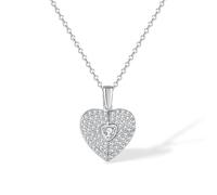 Dtja Crystal Open My Heart Pendant Necklace for Women Stainless Steel Fashion Rhinestone Love Charms Link Chain Adjustable Wedding Engagement Anniversary Jewelry 18" for Mom Sister, M, Stainless Steel
