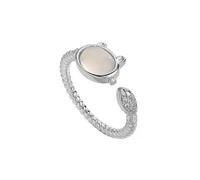 Dtja Cute Cat Pet Statement Adjustable Ring for Women Silver Plated Shell Pearl Kitten Fish Expandable Twisted Open Wrap Finger Rings Comfort Fit Dainty Birthday Holiday Jewelry Gift