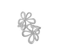 Dtja Double Hollow Daisy Flower Statement Ring for Women Fashion Stainless Steel Adjustable Expandable Open Wrap Finger Rings Comfort Fit Wedding Holiday Party Jewelry, Metal, No Gemstone