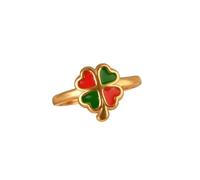 Dtja Enamel Four Leaf Clover Statement Ring for Women Stainless Steel Lucky Irish Shamrock Heart Flower Adjustable Stackable Open Wrap Finger Rings St.Patrick's Day Wedding Holiday Jewelry, Adjustable
