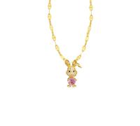 Dtja Gold Bunny Rabbit Pendant Necklace for Women Surgical Stainless Steel Cute Pink Crystal Animal Pet Necklaces Adjustable Delicate Easter Birthday Holiday Jewelry Gift 18 Inch