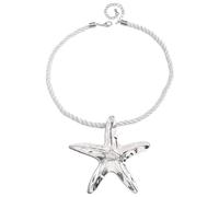 Dtja Large Starfish Pendant Necklace for Women Girls Handmade Hammered Star Shaped Ocean Sea Marine Life Rope Chain Adjustable Necklaces Fashion Chic Beach Holiday Party Jewelry 20", Metal, No