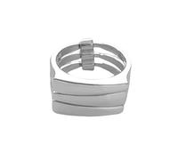 Dtja Layer Rectangle Band Statement Ring for Women Silver Plated Fashion 3 Layers Minimalist Geometric Wide Wrap Rings Comfort Fit Polished Chic Finger Halloween Holiday Jewelry Size 9