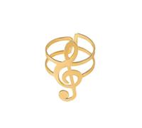 Dtja Layered Music Note Statement Ring for Women Fashion Musical Symbol Expandable Adjustable Open Band Finger Rings Comfort Fit Cute Birthday Holiday Party Jewelry Gift, Adjustable, Metal, No
