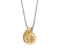 Dtja Long Shell Conch Pendant Necklace for Women Shiny Layered Large Charm Sea Nail Ocean Marine Life Chain Adjustable Necklaces Fashion Chic Beach Holiday Party Jewelry 45", L, Metal, No Gemstone