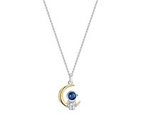 Dtja Moon Astronaut Pendant Necklace for Women Silver Plated Unisex Adjustable Link Chain Cute Charm Couple Friends Necklaces Unique Birthday Valentine Jewelry Souvenir Gift, Metal, No Gemstone