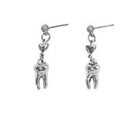 Dtja Punk Stud Earrings for Women Silver Plated Vintage Halloween Statement Charms Dangling Studs Lightweight Earring Funny Festival Holiday Party Jewelry, M, Metal, No Gemstone
