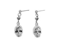 Dtja Punk Stud Earrings for Women Silver Plated Vintage Halloween Statement Charms Dangling Studs Lightweight Earring Funny Festival Holiday Party Jewelry, M, Metal, No Gemstone