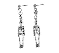 Dtja Punk Stud Earrings for Women Silver Plated Vintage Halloween Statement Charms Dangling Studs Lightweight Earring Funny Festival Holiday Party Jewelry, M, Metal, No Gemstone