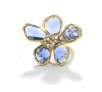 Dtja Shiny Crystal Flower Statement Ring for Women Girls Gold Plated Bling CZ Delicate Lightweight Adjustable Expandable Open Wrap Finger Rings Comfort Fit Boho Y2K Jewelry Wedding Birthday Christmas
