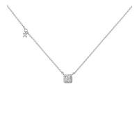 Dtja Sterling Silver Square Crystal Choker Necklace for Women Girls Cushion Shape Cubic Zirconia Small Delicate Princess Cut Pendant Necklace Adjustable Chain 18" Fashion Weddding Jewelry Gift, Metal,