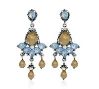 Dtja Teardrop Crystal Chandelier Statement Earrings for Women Silver Plated Rhinestone Fringe Tassel Chain Charms Dangle Drop Earring Lightweight Wedding Party Jewelry, M, Metal, No Gemstone