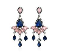 Dtja Teardrop Crystal Chandelier Statement Earrings for Women Silver Plated Rhinestone Fringe Tassel Chain Charms Dangle Drop Earring Lightweight Wedding Party Jewelry, M, Metal, No Gemstone