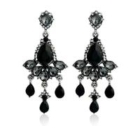 Dtja Teardrop Crystal Chandelier Statement Earrings for Women Silver Plated Rhinestone Fringe Tassel Chain Charms Dangle Drop Earring Lightweight Wedding Party Jewelry, M, Metal, No Gemstone