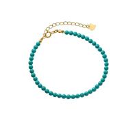 Dtja Turquoise Ball Bracelet for Women 925 Sterling Silver Gold Plated 3mm Blue Birthstone Beaded Link Chain Extendable Adjustable Boho Handmade Birthday Holiday Christmas Jewelry Gift