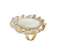 Dtja Vintage CZ Opal Statement Wedding Ring for Women Gold Plated Big Crystal Cat's Eye Flower Adjustable Open Band Wrap Christmas Birthday Cocktail Party Ring Comfort Fit Exaggerated Jewelry