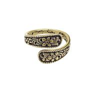 Dtja Vintage Embossed Flower Stacking Statement Ring for Women Adjustable Expandable Boho Floral Leaf Pattern Open Wrap Finger Rings Bohemian Holiday Festival Accessories Jewelry, Metal, No Gemstone