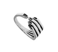 Dtja Vintage Lady Skull Hand Silver Plated Open Band Ring for Women Statement Adjustable Expandable Oxidized Gothic Skeleton Devil's Talons Finger Pinky Rings Comfort Fit Unisex Jewelry