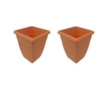 Dtkh 2 X WHITEFURZE 42CM TERRACOTTA TALL SQUARE PLANTER, PLANT POT, GARDEN, PLANTS