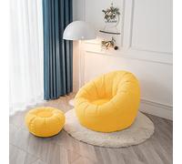DTLEO Bean Bag Chair Cover Pumpkin Shaped Bean Bag Cover Lazy Sofas Cover +Footstool Cover Storage Memory Foam Lounger Seat Bean Bag Cover,yellow,32x65x85cm