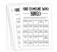 DTLGTG Team Building Games for Work Adults - Find Someone Who Bingo Game, 25 Unique Human Bingo Cards 5x7 Inch, Ice Breaker & Office Games for Parties, Meetings & Events - A01