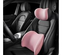 DTLHLBHD Car Lumbar Support for Jeep Commander (XK) 2006-2010, Memory Foam Car Seat Back Support & Neck Pillow, Orthopaedic Ergonomic Back Rest for Driving Pain Relief,Rosa