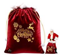 DTNESS 36x56 Inch Large Santa Gift Sack, Heavy Duty Red Velvet Christmas Bag with Drawstring Extra Large Xmas Gift Bags, Oversized Gift Bag with Reindeer Snowflake for Present Favors & Xmas Supplies