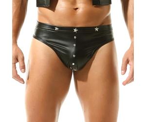 DTODWW Mens Shiny Five Pointed Star Studded Black Underwear Punk Shorts G-Strings Gay Fashion Outfit Underwear Thongs for Men M-2XL Nightclub Party