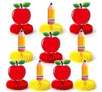 DTOFOOT 10 Pack Back to School Table Decorations First Day of School Honeycomb Decorations Pencil Honeycomb Centerpieces for Classroom Welcome Party Desk Teacher Office Decor