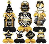 DTOFOOT 10 Pcs Retirement Party Decorations, Black and Gold Retirement Table Centerpieces