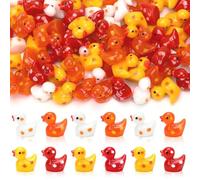 DTOFOOT 100 Pcs Fall Mini Resin Duck Figurines Cute Tiny Duck Ornaments Seasonal Home Decor Miniature Garden Ornaments Thanksgiving Table Settings Autumn-Inspired Dollhouse Accessories