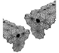 DTOFOOT 2Pcs Halloween Table Runner, 45 x 183 cm Lace Creepy Cover Spider Web Table Runner for Kitchen Table Centerpiece Decorations Halloween Party Dinner Supplies