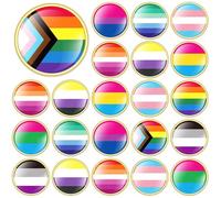 DTOFOOT 30 PCS Rainbow Enamel Brooch Progress Pride Round Buttons Lesbian Gay Bisexual Transgender LGBTQ Gay LGBTQ Label Pins Badges for Stuff Parade Party Favors Supplies Decorations Accessories