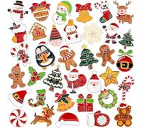 DTOFOOT 36 PCS Christmas Enamel Brooch Christmas Bulk Label Pins Cute Santa Claus Wreath Snowman Elk Angel Reindeer Candy Cane Brooch Pins for Clothes Jewelry Backpack Jacket Decoration