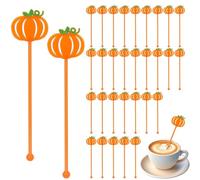 DTOFOOT 36 Pcs Fall Cocktail Stirrers, Pumpkin Drink Stirrers Plastic Swizzle Sticks Reusable Coffee Stirrer Stir Sticks for Halloween Autumn Thanksgiving Party Tea Coffee Bar Decoration