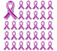 DTOFOOT 36 PCS Purple Ribbon Enamel Brooch,Alzheimer's Disease Against Domestic Violence Disease Awareness Purple Ribbon Lapel Pin Hope Love Pins for Public Charity Fundraiser Supplies