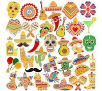 DTOFOOT 36Pcs Cinco De Mayo Enamel Pins Mexican Fiesta Lapel Pins Bulk Cactus Chili Pinata Sombrero Brooches Pins for Mexican Carnivals Party Favors Accessories Gift