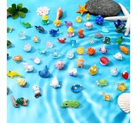 DTOFOOT 56 Pcs Ocean Mini Resin Animals Sea Tiny Animals Axolotl Seal Shark Turtle Mini Resin Figures Aquarium Ornaments Fish Tank Decorations Garden Fairy Accessories Party Favors
