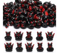 DTOFOOT 56Pcs Mini Resin Devil Ducks Halloween Party Tiny Demon Figurines