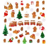 DTOFOOT 56Pcs Mini Resin Gingerbread Men for Village Snow Globe Figurines